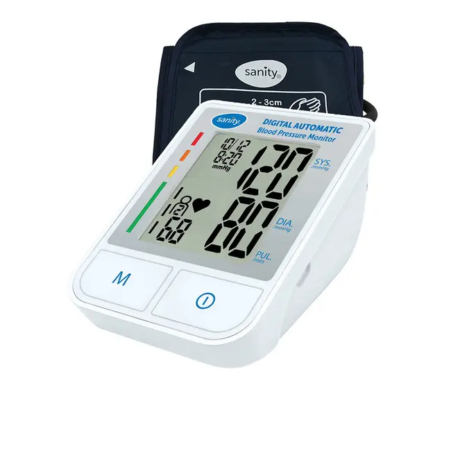Tensiometru electronic de brat Sanity Basic Standard MD 5940, manseta 22-32 cm, memorare 2 utilizatori, 120 seturi de memorie, Alb BITsanityMD5940