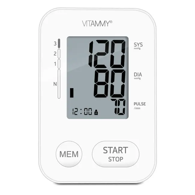 Tensiometru electronic de brat VITAMMY Next 2 +, mufa USB, adaptor inclus, detectare aritmie, memorare 2 utilizatori, Alb BITnext2plus