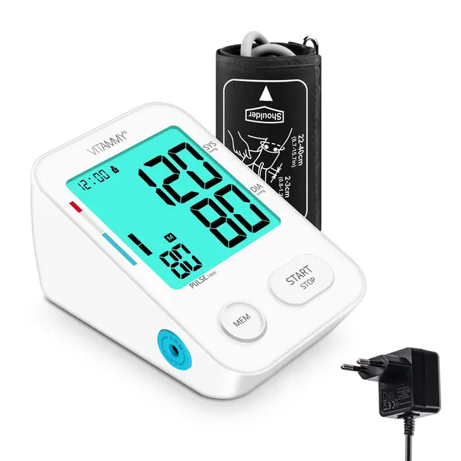 Tensiometru electronic de brat VITAMMY Next 8+, mufa USB, detectare aritmie, memorare 2 utilizatori, manseta 22-40 cm, Alb BITnext8plus