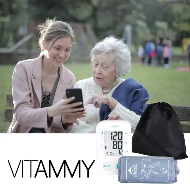 Tensiometru electronic de brat VITAMMY Next Basic, mufa USB, masurare in timpul umflarii mansetei, detectare aritmie, detectie miscarea corpului, memorare 2 utilizatori, manseta 22-40 cm, Alb BITVitammynextbasic