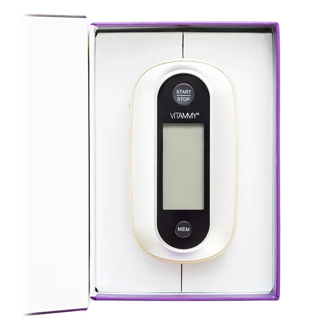 Tensiometru electronic de brat Vitammy Next 9, mufa USB, detectare aritmie, manseta integrata 23-36 cm, 120 seturi de memorie, Alb Auriu BITVitammyNext9