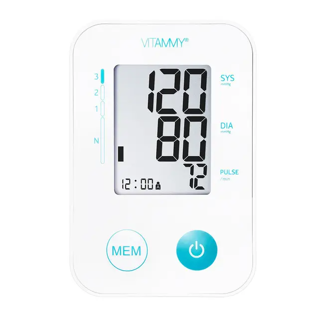 Tensiometru electronic de brat Vitammy Next Basic Power C, alimentator inclus, masurare in timpul umflarii mansetei, memorare 2 utilizatori, husa de protectie, manseta 22-40 cm, Alb BITNextBasicPowerC