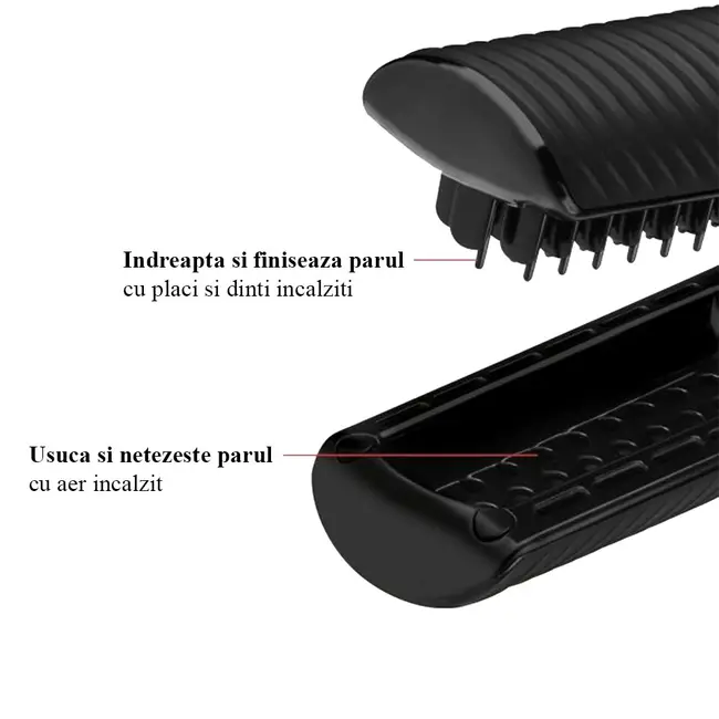 Aparat de coafat 2 in 1 Revlon One-Step Air Straight RVDR5330E, pentru uscare si indreptare, placi din Ceramica cu Turmalina infuzate cu ulei de argan, tehnologie AirPause, 6 setari BITRVDR5330E