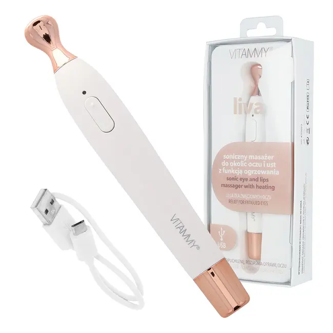 Aparat de masaj sonic Vitammy Liva, pentru ingrijirea zonei ochilor si buzelor, 13.000 vibratii sonice min, 2 moduri de operare, cablu mini USB BITVitammyLiva
