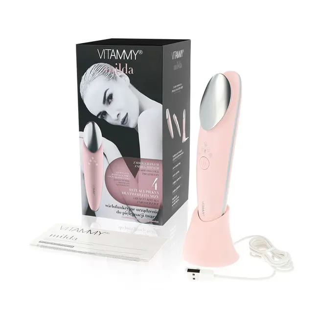 Aparat multifunctional de ingrijire faciala Vitammy Milda, pentru toate tipurile de ten, tratament cald, rece, masaj si vibratii, wireless BITVitammyMilda