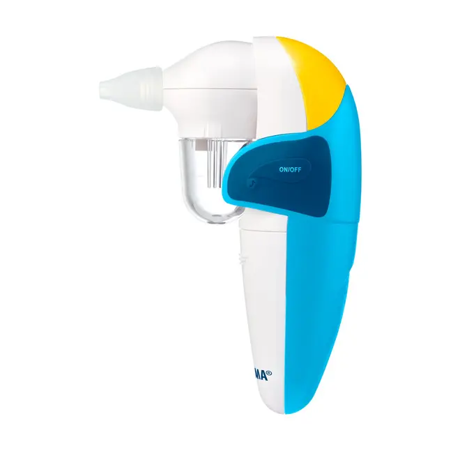 Aspirator nazal electric Novama Pingo, pentru copii 0-12 ani, 2 moduri de aspirare, 2 varfuri silicon, efecte sonore, Alb Bleu, NS12 BITnovamapingo