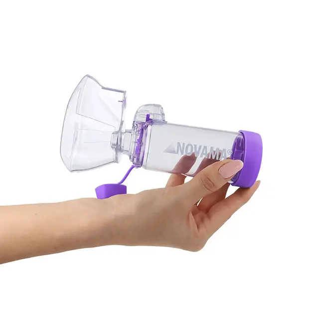 Camera de inhalare Novama Pulma III, cu masca 5 ani - adult, capacitate de 175 ml, fabricata din material antistatic ABS, fara BPA si latex BITNovamaPulmaIII