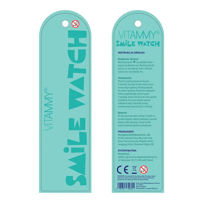 Ceas pentru copii Vitammy Smile, din silicon, Animatie Iepuras, Turcoaz BITceasvitammysmileturcoaz