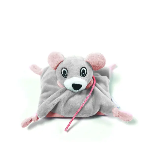 Jucarie termica de plus Kinecare Soricel, cu microbile si flori de lavanda, pentru copii, 15x15 cm, Gri Roz, VM-HP09 BITkinecaresoricel