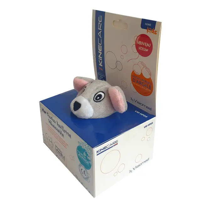 Jucarie termica de plus Kinecare Soricel, cu microbile si flori de lavanda, pentru copii, 15x15 cm, Gri Roz, VM-HP09 BITkinecaresoricel