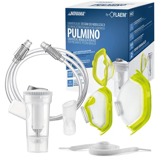 Kit accesorii universale Novama Pulmino, pentru aparate aerosoli cu compresor, pahar RF7 Dual Speed Child, masti Soft Touch pentru copii si adulti, piesa bucala, furtun BITKitNovamaPulmino