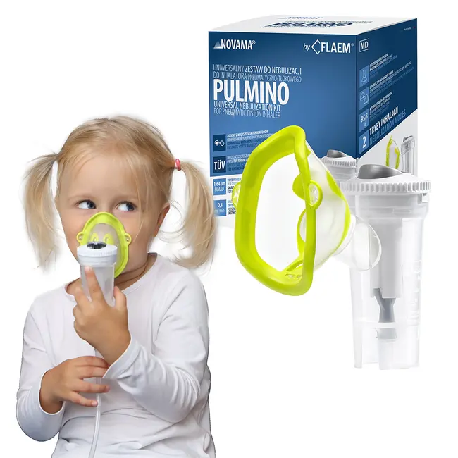 Kit accesorii universale Novama Pulmino, pentru aparate aerosoli cu compresor, pahar RF7 Dual Speed Child, masti Soft Touch pentru copii si adulti, piesa bucala, furtun BITKitNovamaPulmino