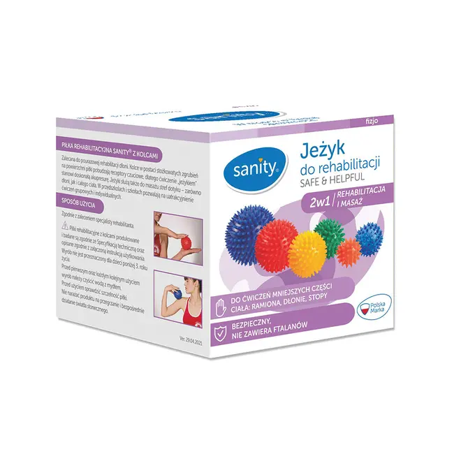 Minge Sanity Safe  Helpful, 2 in 1, pentru reabilitare si masaj, 8 cm, tip arici, Galben BITmingesanity8cm