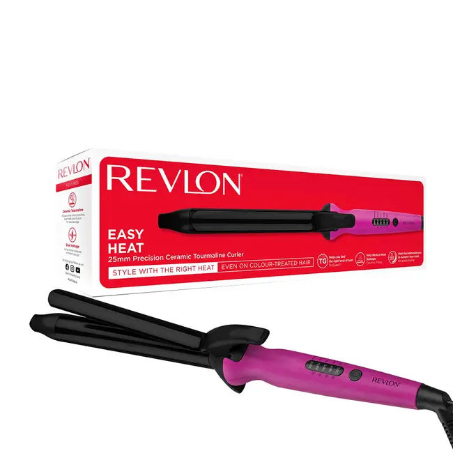 Ondulator de par Revlon Easy Heat RVIR1196E, tambur de 25 mm diametru si 160 mm lungime, 5 trepte de temperatura cu ghidaj inteligent TruGuard, tehnologie cu turmalina ceramica BITRVIR1196E