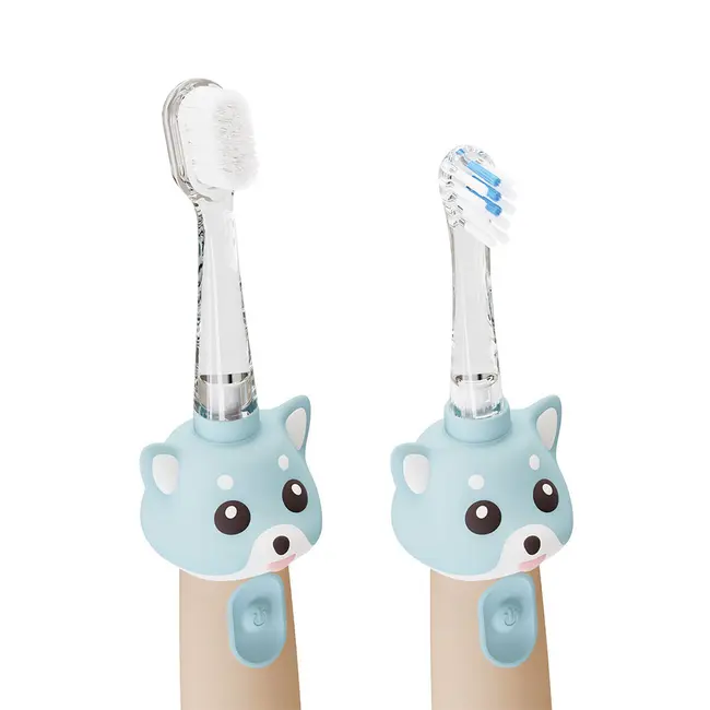 Periuta de dinti electrica Vitammy ePUPPY, pentru copii 0-6 ani, cu lumina LED, 24.000 de miscari sonice min, 2 capete periuta incluse, 2 moduri de functionare, timer, Bleu BITVitammyePUPPYBleu