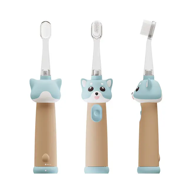 Periuta de dinti electrica Vitammy ePUPPY, pentru copii 0-6 ani, cu lumina LED, 24.000 de miscari sonice min, 2 capete periuta incluse, 2 moduri de functionare, timer, Bleu BITVitammyePUPPYBleu