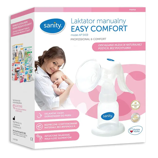Pompa manuala de san Sanity Easy Comfort, cu clapeta, biberon si tetina BPA free BITsanityeasyconfort