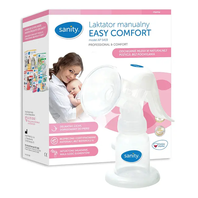 Pompa manuala de san Sanity Easy Comfort, cu clapeta, biberon si tetina BPA free BITsanityeasyconfort