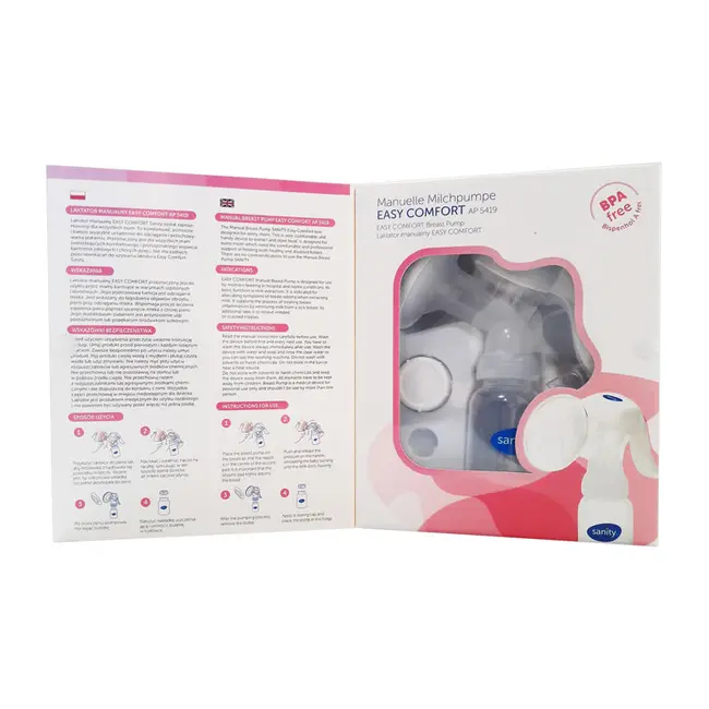 Pompa manuala de san Sanity Easy Comfort, cu clapeta, biberon si tetina BPA free BITsanityeasyconfort