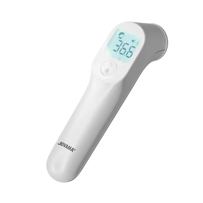 Termometru non-contact Novama NC Pro, pentru masurarea temperaturii corpului si a suprafetelor, memorie pentru 12 masuratori, 2 senzori separati, alarma febra, ecran iluminat, mod silentios, etui BITNovamaNCPro