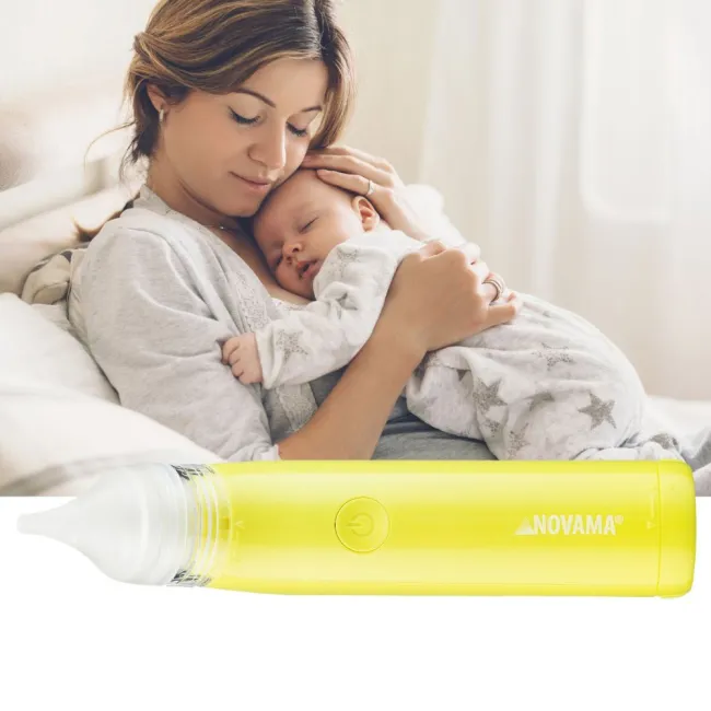 Aspirator nazal electric Novama Pingo Spark, pentru copii 0-12 ani, 2 varfuri silicon, iluminare LED, cu baterii, Verde lime BITPingoSparkV