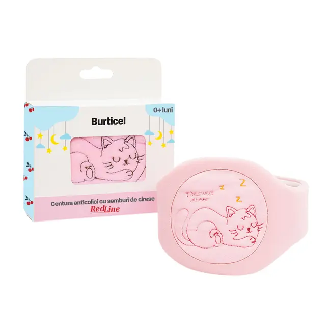 Centura anticolici cu samburi de cirese RedLine Burticel, utilizare versatila cald sau rece, saculet detasabil cu samburi de cirese 100% naturali, Roz BITRedLineBurticelroz