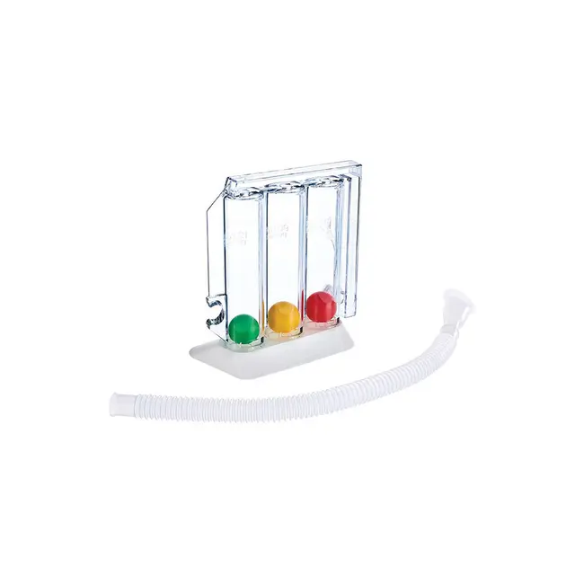 Dispozitiv de reabilitare respiratorie GIMA Respiprogram, pentru efectuarea exercitiilor inspiratorii profunde, trei camere, eficient, Alb BITGIMARespiprogram