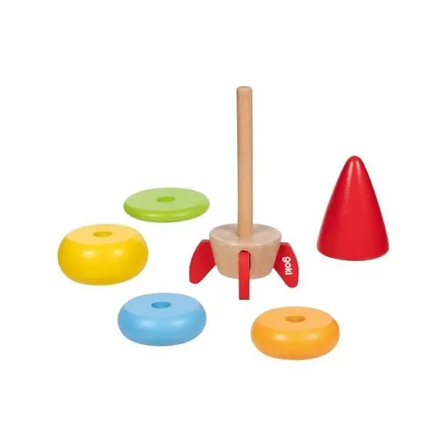 Joc educativ din lemn racheta de stivuit goki 58306, 2 ani+ - okegoki58306