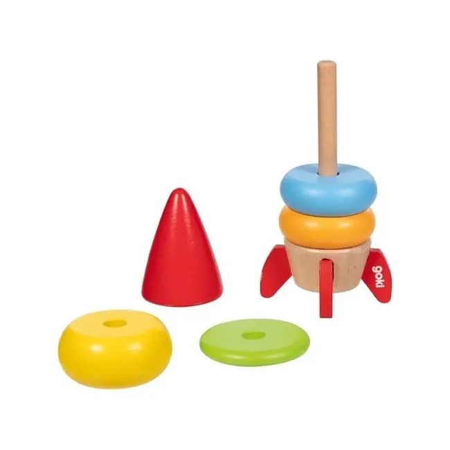 Joc educativ din lemn racheta de stivuit goki 58306, 2 ani+ - okegoki58306