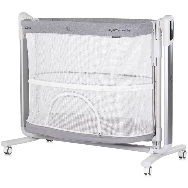 Leagan electric si patut pentru copii Chipolino Ultima cu laterala culisanta grey HUBKOUL02502GRY