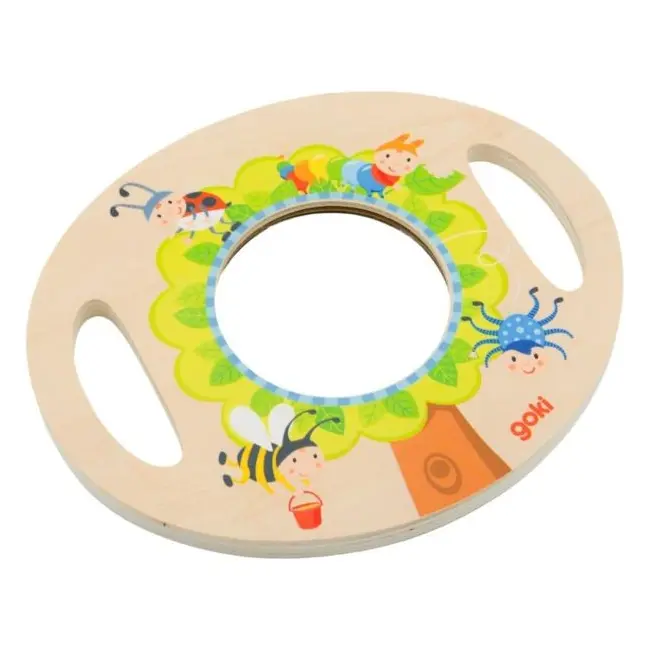 Lupa din lemn si plastic 18x15 cm, cu manere, pentru copii mici - okegoki62880