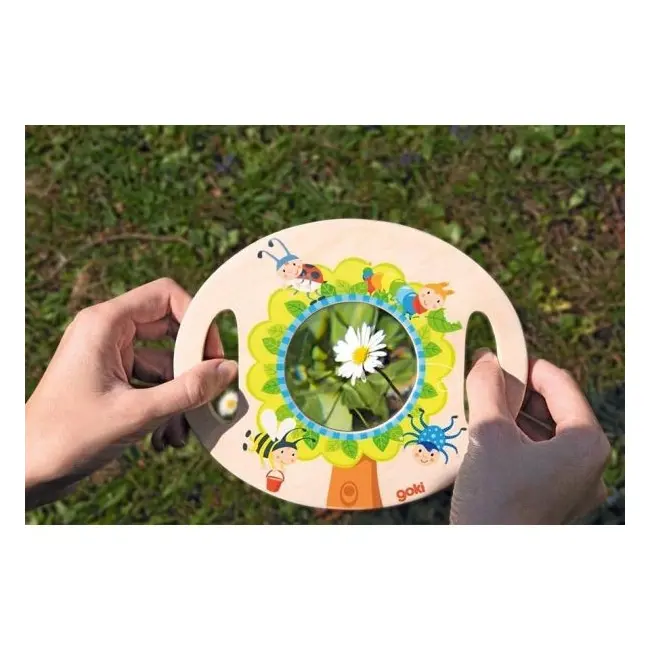 Lupa din lemn si plastic 18x15 cm, cu manere, pentru copii mici - okegoki62880