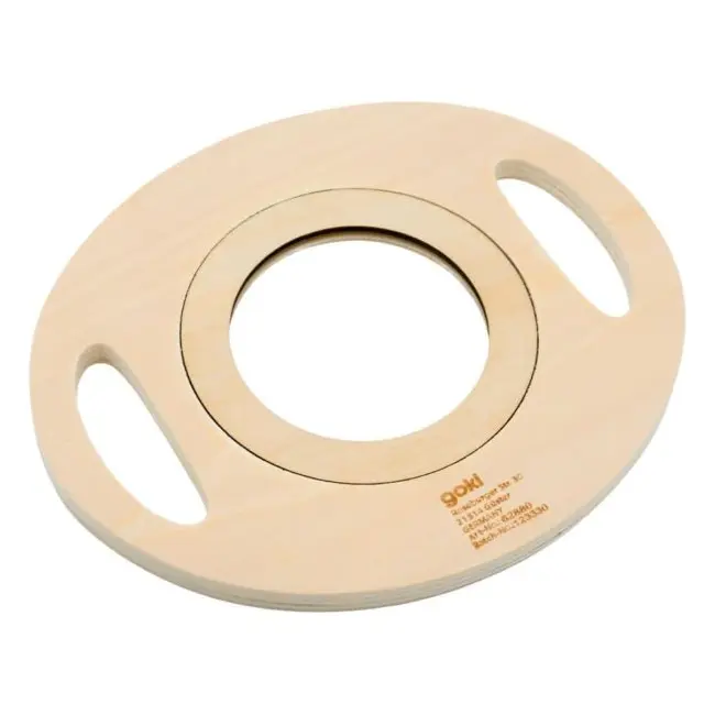 Lupa din lemn si plastic 18x15 cm, cu manere, pentru copii mici - okegoki62880