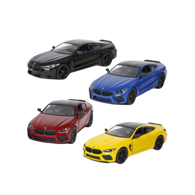 Masinuta bmw m8 sport, die-cast, scara 1 la 38, pull-back, usi mobile, lungime 12.5 cm - okegoki12334