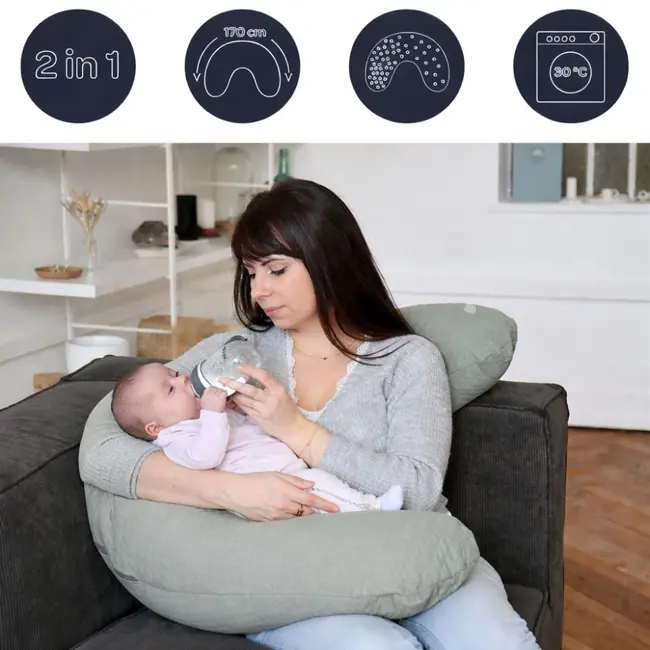 Perna gravida Beaba Big Flopsy 170 cm Fleur de Coton Sage Green