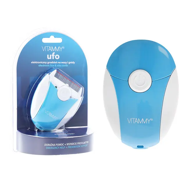 Pieptene electric cu LED Vitammy Ufo, exterminator de paduchi, Albastru BITVitammyUfoAlbastru
