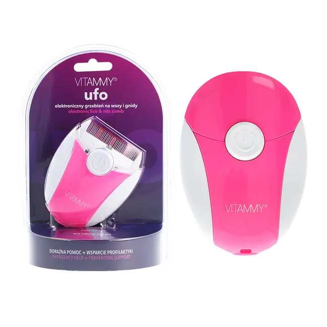 Pieptene electric cu LED Vitammy Ufo, exterminator de paduchi, Roz BITVitammyUfoRoz