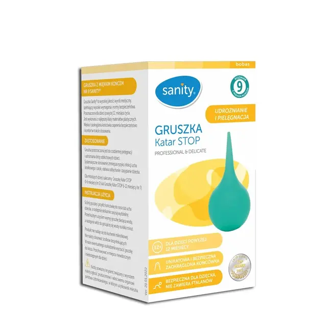 Pompa piriforma Sanity Stop nr.9, nas si urechi, pentru copii 1 an+, Verde BITpompaSanityStop9