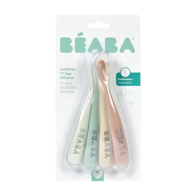 Set 4 lingurite silicon Beaba +4 luni Natural