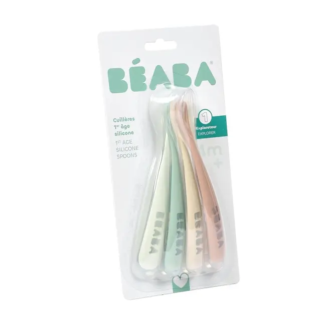 Set 4 lingurite silicon Beaba +4 luni Natural