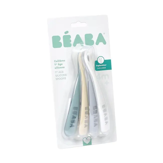 Set 4 lingurite silicon Beaba +4 luni Pebble