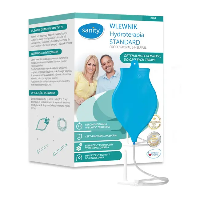 Set enteroclisma Sanity Hydroterapia Standard pentru irigare vaginala si intestinala, capacitate 2 l, Bleu BIThydroterapiastd