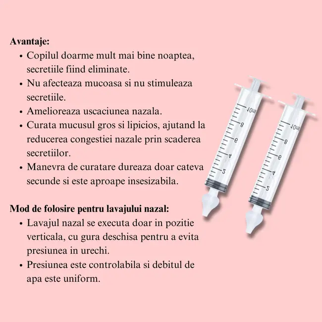 Set seringi pentru lavaj nazal RedLine Nasucel, pentru curatarea si hidratarea cailor nazale, 2 x 10 ml, 4 luni+ BITRedLineNasucel