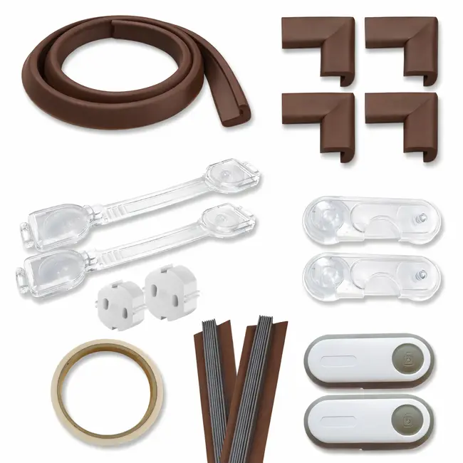 Set siguranta copii pentru casa maro ,   kit protectie 17 piese
