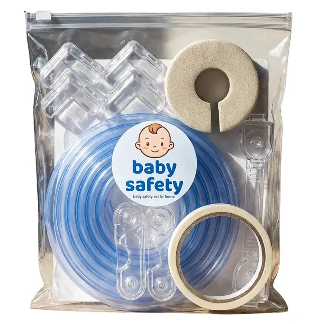 Set siguranta copii transparent pentru colturi, muchii si dulapuri 12 buc