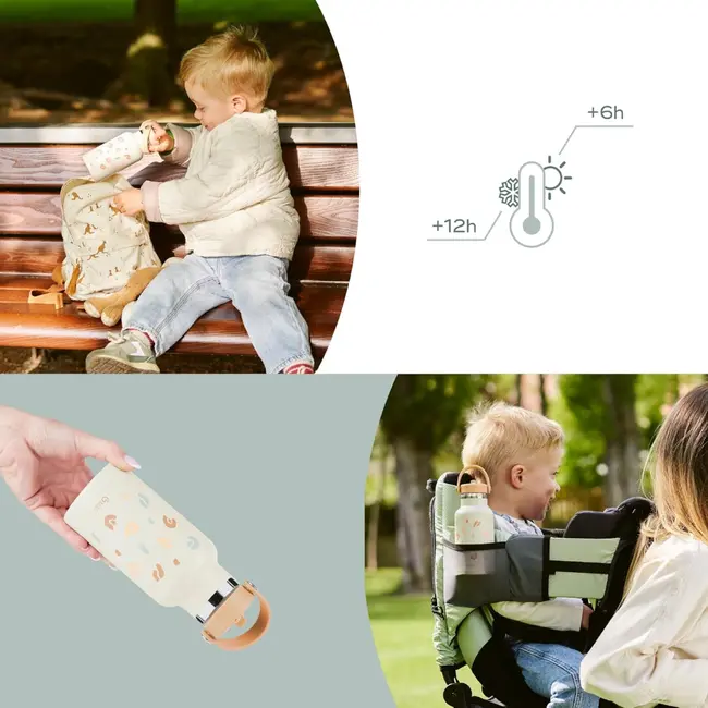 Babymoov - sticla termoizolanta din inox little explorer animal print ivory bbba005010