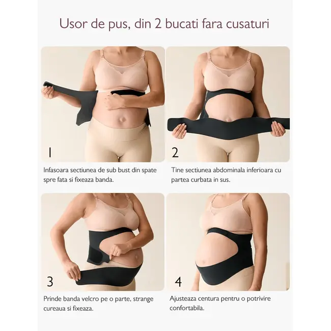 Centura gravide Momcozy pentru sustinerea greutatii abdominale Black L