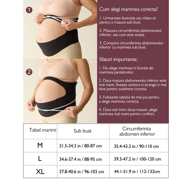Centura gravide Momcozy pentru sustinerea greutatii abdominale Black M