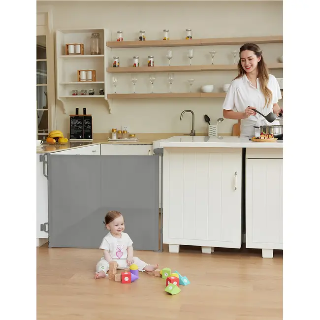 Poarta retractabila bebelusi Momcozy 140 cm Grey