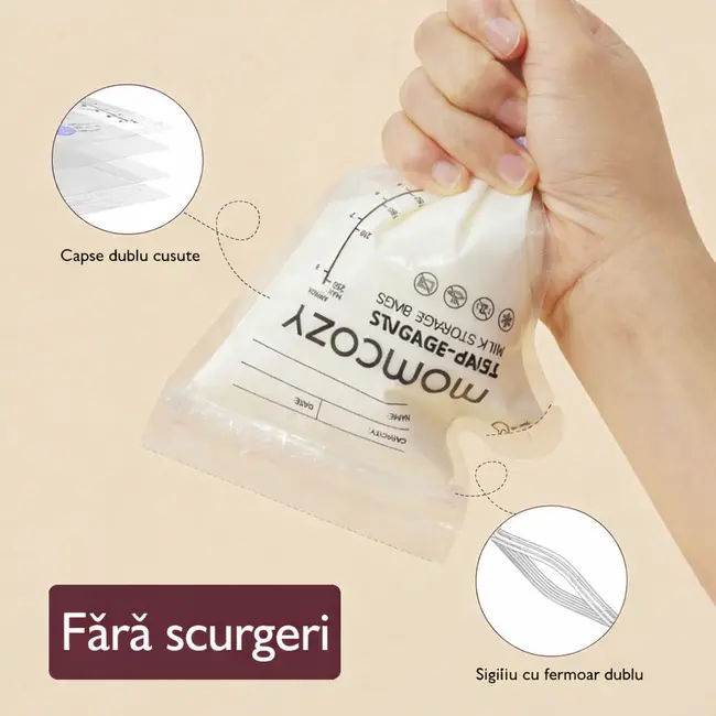 Pungi depozitare Momcozy pentru lapte matern cu turnare usoara 120 buc